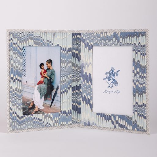 PHOTO FRAME FOLDING (Grey and Blue Fine Zigzag with Abri)