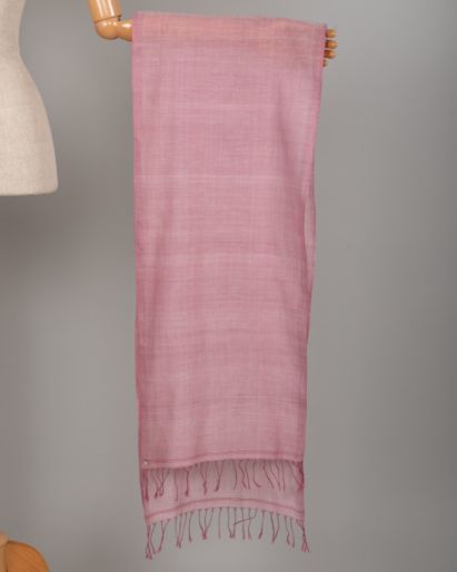 Scarf Khadi Pink with Pink fringe