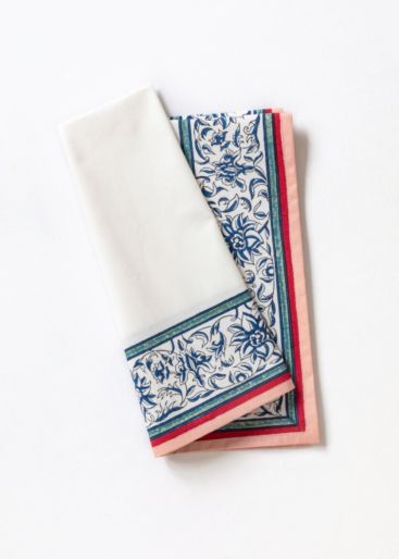 Napkin set white Amapola-Pink Patta