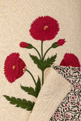 Bedcover Cream Poppy OverPrint