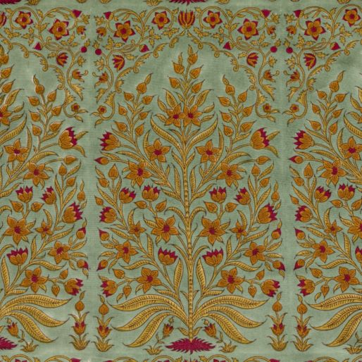 FABRIC  MANDIR WITH GOLDEN FLOWER-Muslin