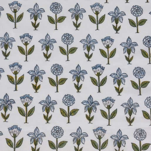 FABRIC SUZANI BUTI BLUE-Cambric