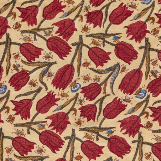 FABRIC YELLOW GUD TULIP AND BUGS-FURNISHING (40s)
