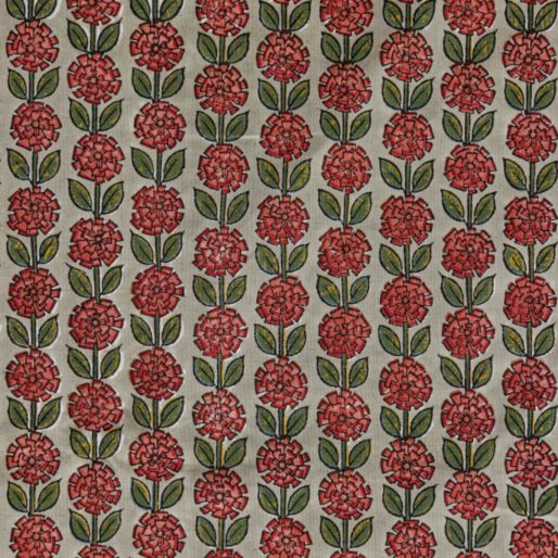 FABRIC SUZANI BUTI ORANGE ON GREEN-Cambric