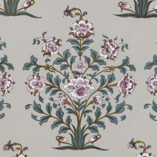 FABRIC GREY PEONY BUTA-Muslin