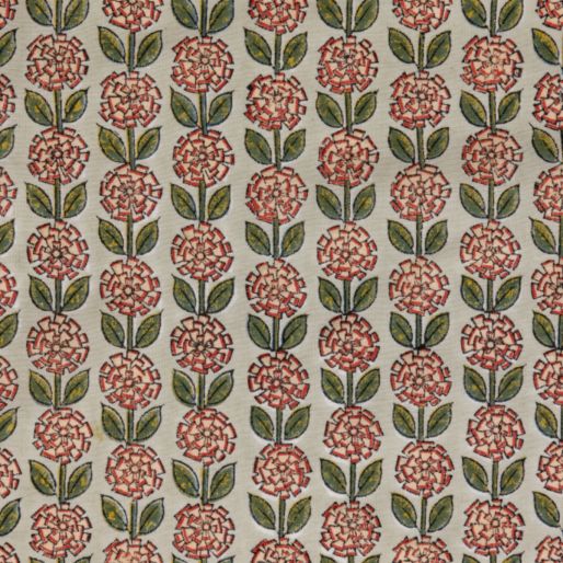 FABRIC SUZANI BUTI LIGHT ORANGE ON MINT GREEN -Cambric
