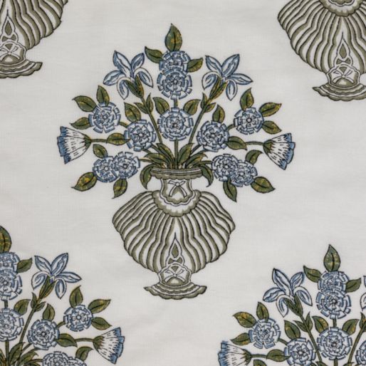 FABRIC BLUE SUZANI FLOWER IN VASE-Cambric