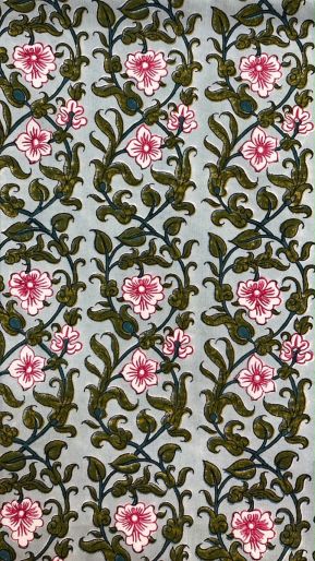 FABRIC AQUA PINK PEONY JAL CAMBRIC