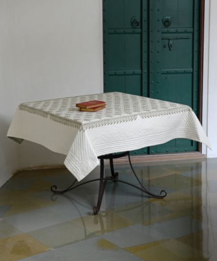 French Traditionally Quilted  Throws and Tablecloth in  Palla Buta. and Grey Gud Palla Buti