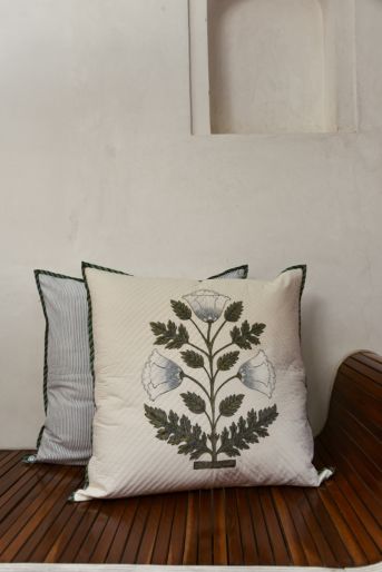 French Traditionally Quilted Cushion Cover  65 x 65 Cms.