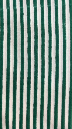 FABRIC EMERALD GREEN STRIPES ON WHITE-FURNISHING (40s)