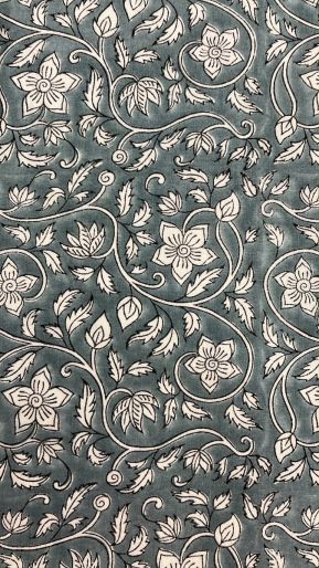 FABRIC GREY BLUE POPPY JAL MUSLIN