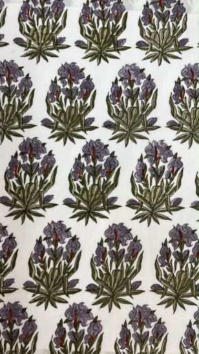 FABRIC LIGHT PURPLE SOSAN ON WHITE CAMBRIC
