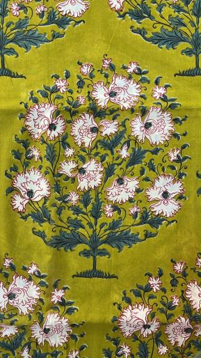 FABRIC MUSTARD YELLOW AMAPOLA BUTA MUSLIN