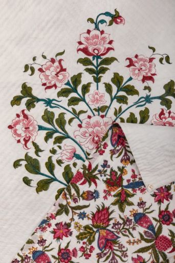 French Traditionally Quilted  Throws and Tablecloth in Pink Peony