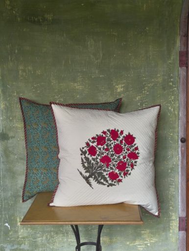 French Traditionally Quilted Cushion Cover  65 x 65 Cms.